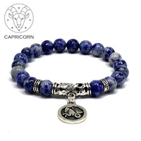 CAPRICORN ZODIAC Healing Gemstone Bracelets According to Zodiac Series -8 mm Blue Spot Beads- Astrology Healing Stress Relief Bracelets