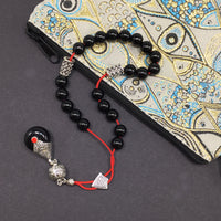 Greek KOMBOLOI Worry Beads Anxiety Beads Rosary Relaxation Stress Relief -SHINY BLACK ONYX BEADS -8mm Diameter-