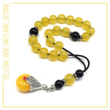 Greek KOMBOLOI Worry Beads Anxiety Beads Rosary Relaxation Stress Relief -YELLOW JADE STONE BEADS -10mm Diameter-