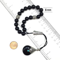 Greek KOMBOLOI Worry Beads Anxiety Beads Rosary Relaxation Stress Relief -SHINY BLACK ONYX BEADS -10mm Diameter-