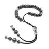 Greek KOMBOLOI Series Worry Beads Begleri Pony Anxiety Beads Rosary Relaxation Stress Relief (Black Hematite Round Beads -8 mm, 21 Beads)