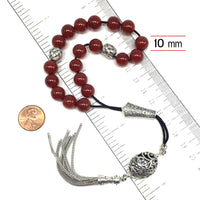 Greek KOMBOLOI Worry Beads Anxiety Beads Rosary Relaxation Stress Relief -RED AGATE STONE BEADS -10mm Diameter-