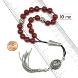 Greek KOMBOLOI Worry Beads Anxiety Beads Rosary Relaxation Stress Relief -RED AGATE STONE BEADS -10mm Diameter-