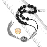 Greek KOMBOLOI Worry Beads Anxiety Beads Rosary Relaxation Stress Relief -MATTE BLACK ONYX BEADS -10mm Diameter-