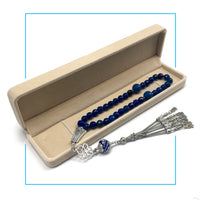 Blue Agate & Indonesia Beads Design Tesbih, Muslim Tasbih, Tasbeeh, Misbaha, Worry Beads, Muslim Prayer Beads, Rosary,  (8mm 33 Faceted Beads)