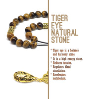 Greek KOMBOLOI Worry Beads Anxiety Beads Rosary Relaxation Stress Relief -TIGER EYE STONE BEADS -8mm Diameter-