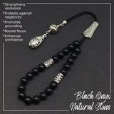 Greek KOMBOLOI Worry Beads Anxiety Beads Rosary Relaxation Stress Relief -MATTE BLACK ONYX BEADS -8mm Diameter-