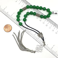 Greek KOMBOLOI Worry Beads Anxiety Beads Rosary Relaxation Stress Relief -GREEN JADE BEADS -8mm Diameter-