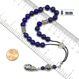 Greek KOMBOLOI Worry Beads Anxiety Beads Rosary Relaxation Stress Relief -LAPIS LAZULI STONE BEADS -8mm Diameter-