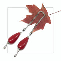 Greek KOMBOLOI  BEGLERI Worry Beads Anxiety Beads Rosary Relaxation Stress Relief -RED RESIN DROP BEADS - 35X16MM