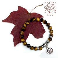 LEO ZODIAC Healing Gemstone Bracelets According to Zodiac Series -8 mm Tiger Eye Stone Beads- Astrology Healing Stress Relief Bracelets