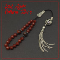 Greek KOMBOLOI Worry Beads Anxiety Beads Rosary Relaxation Stress Relief -RED AGATE STONE BEADS -8mm Diameter-