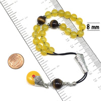 Greek KOMBOLOI Worry Beads Anxiety Beads Rosary Relaxation Stress Relief -YELLOW JADE STONE BEADS -8mm Diameter-