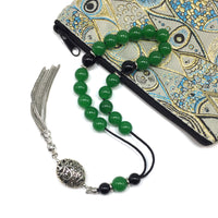 Greek KOMBOLOI Worry Beads Anxiety Beads Rosary Relaxation Stress Relief -GREEN JADE BEADS -10mm Diameter-