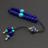 Greek KOMBOLOI Series- Worry Beads Begleri Pony Anxiety Beads Rosary Relaxation Stress Relief (Navy Blue Resin Beads - 13x9 mm, 19 Beads-)