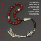 Greek KOMBOLOI Worry Beads Anxiety Beads Rosary Relaxation Stress Relief -RED AGATE STONE BEADS -10mm Diameter-