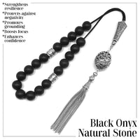 Greek KOMBOLOI Worry Beads Anxiety Beads Rosary Relaxation Stress Relief -MATTE BLACK ONYX BEADS -10mm Diameter-