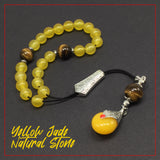 Greek KOMBOLOI Worry Beads Anxiety Beads Rosary Relaxation Stress Relief -YELLOW JADE STONE BEADS -8mm Diameter-