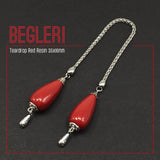 Greek KOMBOLOI  BEGLERI Worry Beads Anxiety Beads Rosary Relaxation Stress Relief -RED RESIN DROP BEADS - 35X16MM
