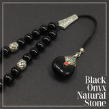 Greek KOMBOLOI Worry Beads Anxiety Beads Rosary Relaxation Stress Relief -SHINY BLACK ONYX BEADS -10mm Diameter-