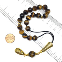Greek KOMBOLOI Worry Beads Anxiety Beads Rosary Relaxation Stress Relief -TIGER EYE STONE BEADS -10mm Diameter-