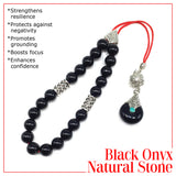 Greek KOMBOLOI Worry Beads Anxiety Beads Rosary Relaxation Stress Relief -SHINY BLACK ONYX BEADS -8mm Diameter-
