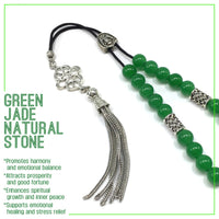 Greek KOMBOLOI Worry Beads Anxiety Beads Rosary Relaxation Stress Relief -GREEN JADE BEADS -8mm Diameter-