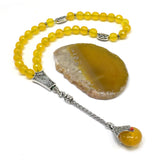 -PRESTIGE SERIES-  Malaysian Yellow Jade Stone Prayer Beads -8mm diameter beads