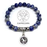 CAPRICORN ZODIAC Healing Gemstone Bracelets According to Zodiac Series -8 mm Blue Spot Beads- Astrology Healing Stress Relief Bracelets