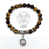 LEO ZODIAC Healing Gemstone Bracelets According to Zodiac Series -8 mm Tiger Eye Stone Beads- Astrology Healing Stress Relief Bracelets