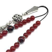 Greek KOMBOLOI Worry Beads Anxiety Beads Rosary Relaxation Stress Relief -RED AGATE STONE BEADS -8mm Diameter-