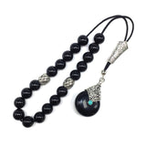 Greek KOMBOLOI Worry Beads Anxiety Beads Rosary Relaxation Stress Relief -SHINY BLACK ONYX BEADS -10mm Diameter-