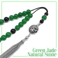 Greek KOMBOLOI Worry Beads Anxiety Beads Rosary Relaxation Stress Relief -GREEN JADE BEADS -10mm Diameter-