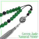 Greek KOMBOLOI Worry Beads Anxiety Beads Rosary Relaxation Stress Relief -GREEN JADE BEADS -10mm Diameter-