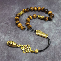 Greek KOMBOLOI Worry Beads Anxiety Beads Rosary Relaxation Stress Relief -TIGER EYE STONE BEADS -8mm Diameter-