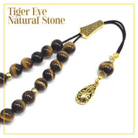 Greek KOMBOLOI Worry Beads Anxiety Beads Rosary Relaxation Stress Relief -TIGER EYE STONE BEADS -10mm Diameter-