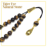 Greek KOMBOLOI Worry Beads Anxiety Beads Rosary Relaxation Stress Relief -TIGER EYE STONE BEADS -10mm Diameter-