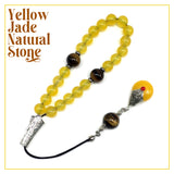 Greek KOMBOLOI Worry Beads Anxiety Beads Rosary Relaxation Stress Relief -YELLOW JADE STONE BEADS -8mm Diameter-
