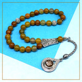 Dragon Vein Agate Muslim Tesbih, Tasbih, Tasbeeh, Misbaha, Worry Beads, Muslim Prayer Beads, Rosary (8 mm 33 Faceted Beads and Allah Tassel)