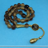 BIG Prayer Beads, Stress Beads, Worry Beads, Tesbih, Tasbih, Tasbeeh, Masbaha, Rosary, Subha (Saddle Brown Resin 12 mm 33 Beads & Allah)