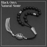 Greek KOMBOLOI Worry Beads Anxiety Beads Rosary Relaxation Stress Relief -MATTE BLACK ONYX BEADS -10mm Diameter-