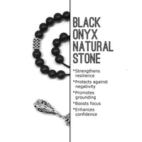 Greek KOMBOLOI Worry Beads Anxiety Beads Rosary Relaxation Stress Relief -MATTE BLACK ONYX BEADS -8mm Diameter-