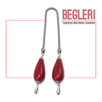 Greek KOMBOLOI  BEGLERI Worry Beads Anxiety Beads Rosary Relaxation Stress Relief -RED RESIN DROP BEADS - 35X16MM