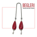 Greek KOMBOLOI  BEGLERI Worry Beads Anxiety Beads Rosary Relaxation Stress Relief -RED RESIN DROP BEADS - 35X16MM