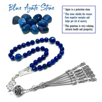 Blue Agate & Indonesia Beads Design Tesbih, Muslim Tasbih, Tasbeeh, Misbaha, Worry Beads, Muslim Prayer Beads, Rosary,  (8mm 33 Faceted Beads)