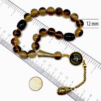 Relaxing Stress Relief Big Beads Prayer Beads, Worry Beads, Masbaha, Maskot Tesbih, Tasbih Misbaha (12 mm 19 Saddle Brown Resin Beads )