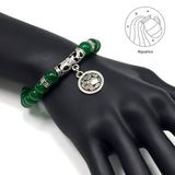 AQUARIUS ZODIAC Healing Gemstone Bracelets According to Zodiac Series -8 mm Green Jade Beads- Astrology Healing Stress Relief Bracelets