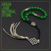 Greek KOMBOLOI Worry Beads Anxiety Beads Rosary Relaxation Stress Relief -GREEN JADE BEADS -8mm Diameter-