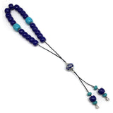 Greek KOMBOLOI Series- Worry Beads Begleri Pony Anxiety Beads Rosary Relaxation Stress Relief (Navy Blue Resin Beads - 13x9 mm, 19 Beads-)