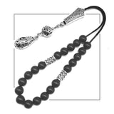 Greek KOMBOLOI Worry Beads Anxiety Beads Rosary Relaxation Stress Relief -MATTE BLACK ONYX BEADS -8mm Diameter-